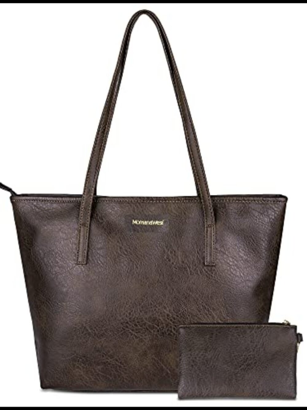 Vegan Leather Tote Bag Set with Pouch for Work or Casual Use
